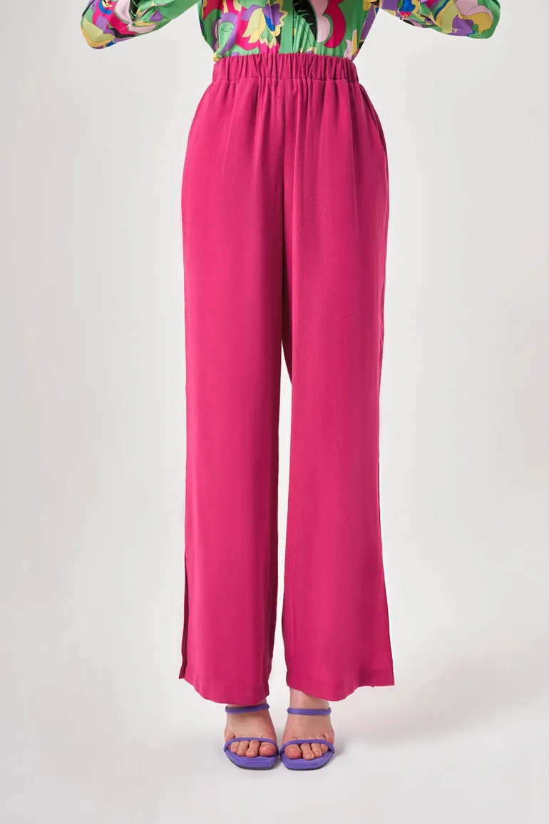 Mizalle Elastic Waist Comfortable Cupra Trousers - 2