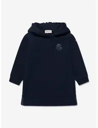 Girls Hooded Sweater Dress in Navy - 1