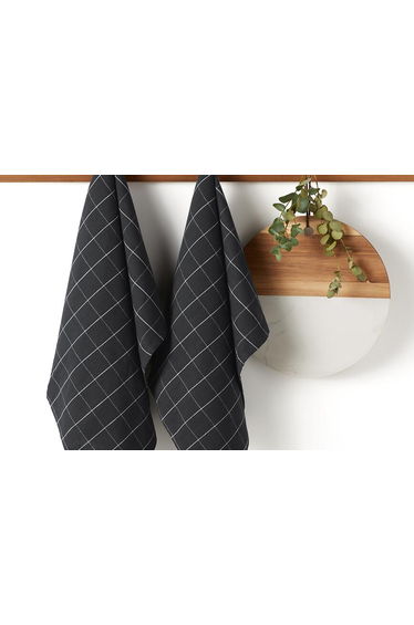Set of 2 Tissala Checked Cotton and Linen Tea Towels