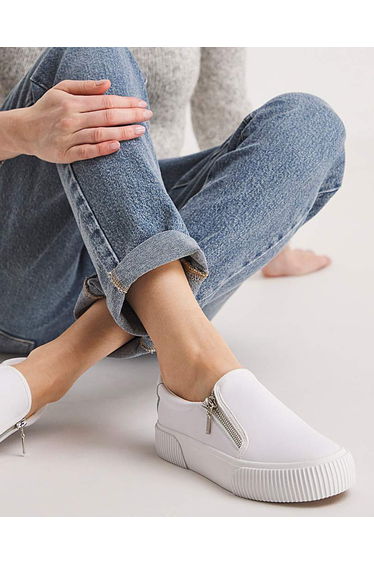 Side Zip Tumbled Trainers Wide Fit