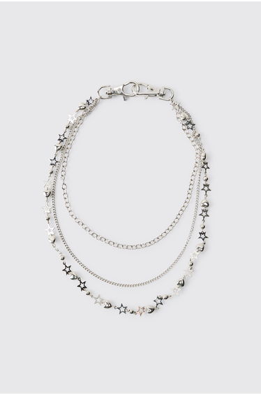 Star Heart Jean Chain - silver