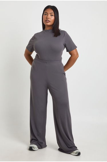 Plus Ultra Soft Wide Leg Trouser - charcoal
