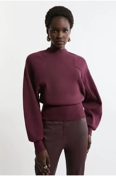 Wool Look Rounded Sleeve Knit Top