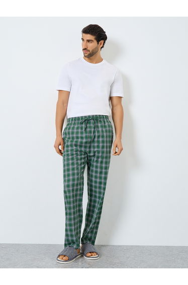 Men Green Checkered Relaxed Fit Pyjama