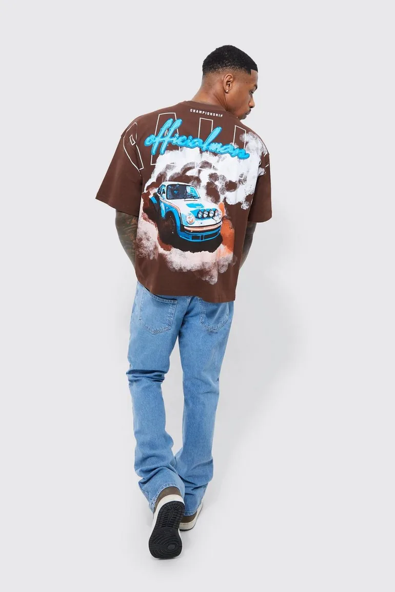 Oversized Boxy Rally Graphic T-shirt - coffee - 1
