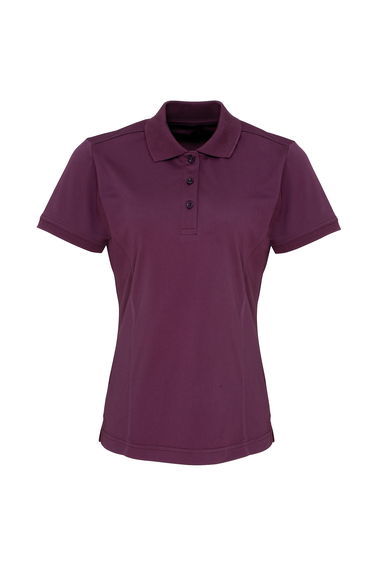 Premier Womens/Ladies Coolchecker Short Sleeve Pique Polo T-Shirt - Aubergine