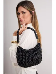 Black Knitted Women's Mini Shoulder Bag
