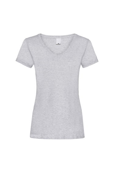 Womens/Ladies Value Fitted V-Neck Short Sleeve Casual T-Shirt - Grey Marl