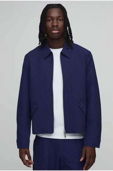 جاكيت بوهو مان كحلي بسحاب