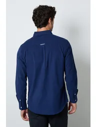 Dark Blue Corduroy Long Sleeve Shirt - 3