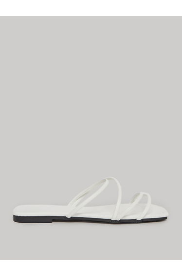 White Strappy Slip On Flat Sandals