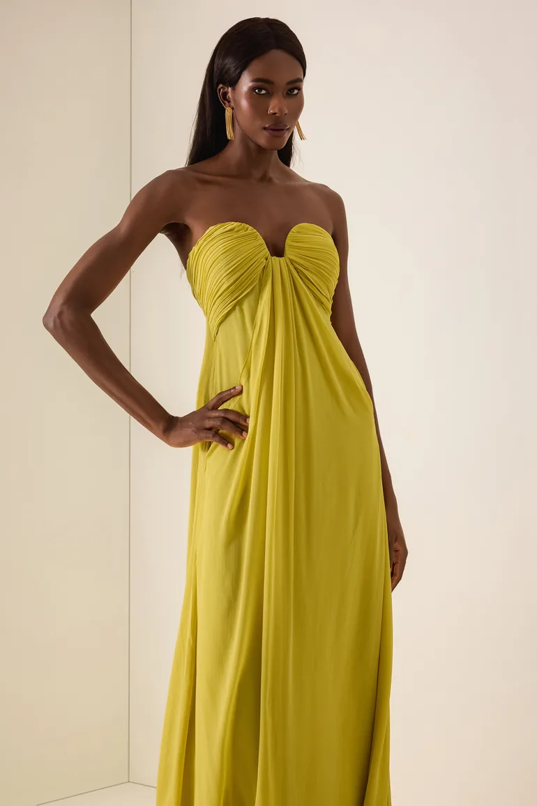 Chiffon Gathering Off-Shoulder Maxi Dress - 3