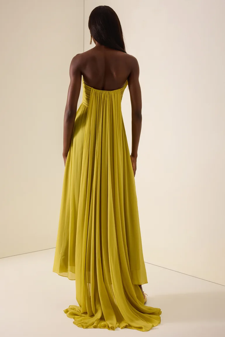 Chiffon Gathering Off-Shoulder Maxi Dress - 1