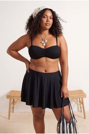 Black High Waist Skirted Plus Size Bikini Bottom