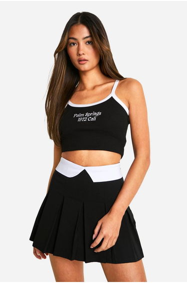 Skort With Contrast Waistband - black