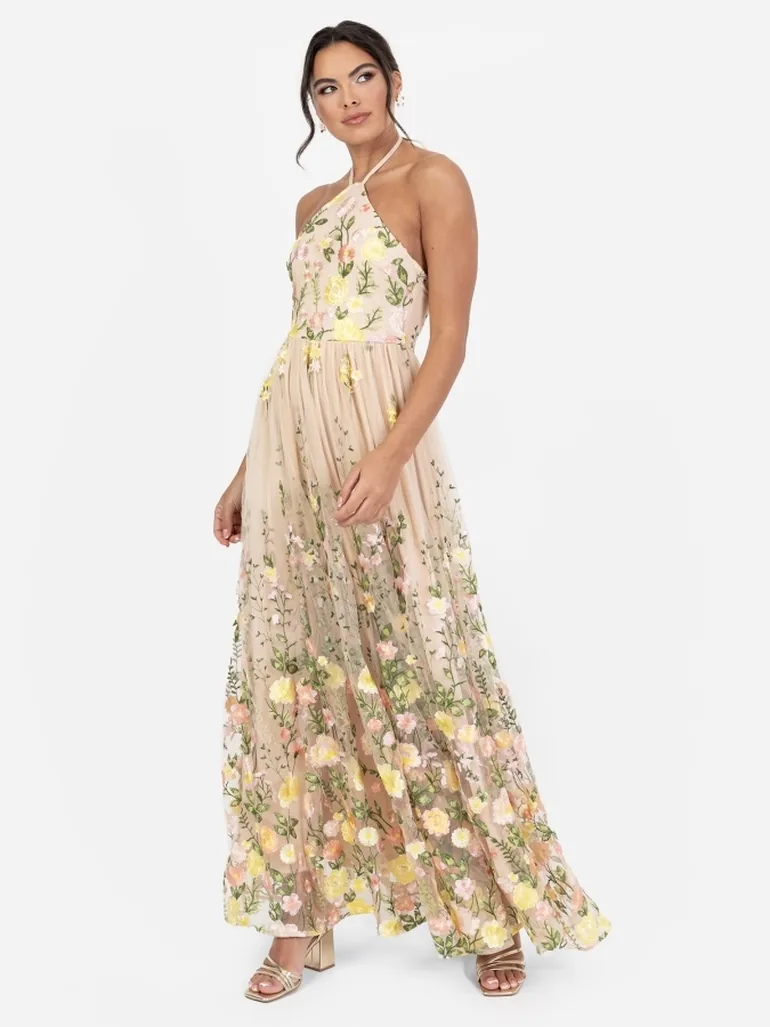 maya embroidered maxi dress Maya Green Embroidered Square Neck Puff Sleeve Maxi Dress Maya Deluxe