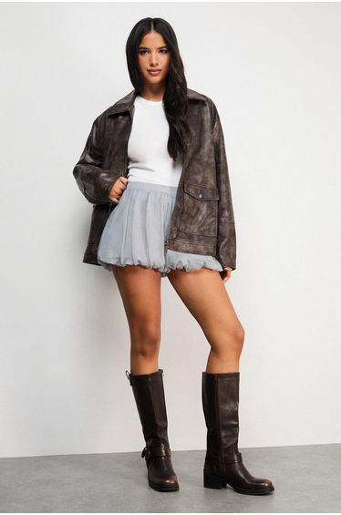 Chiffon Bubble Hem Micro Short