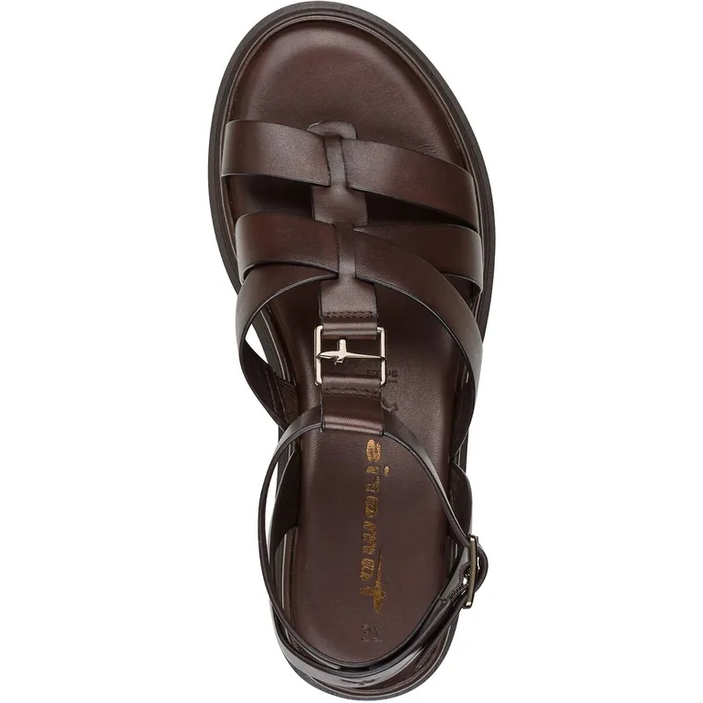 Leather Wedge Sandals - 5