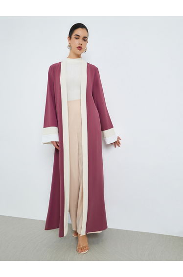 Women Rust Color Block Abaya