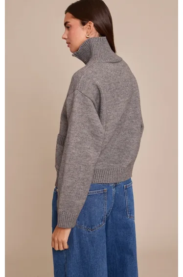 سترة بريتي ليتل ثينق رمادي محبوك بأكمام طويلة