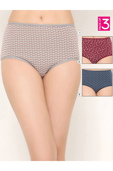 Pack of 3 - High Rise Printed Hipster Briefs