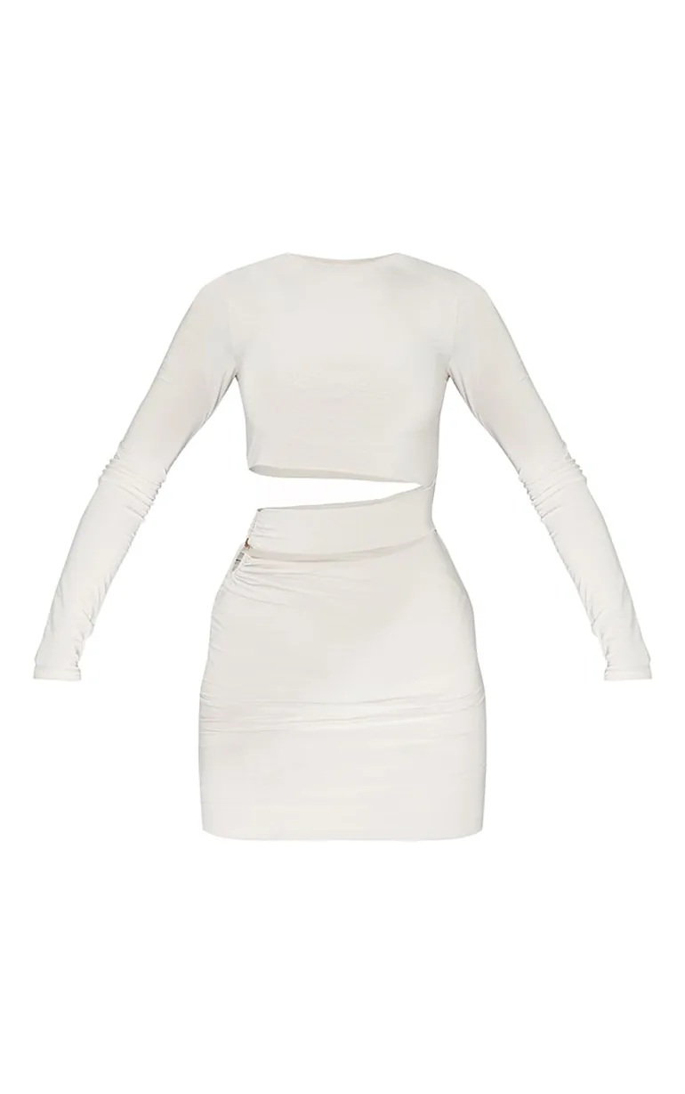 Stone Slinky Cut Out Waist Ring Detail Bodycon Dress - 4