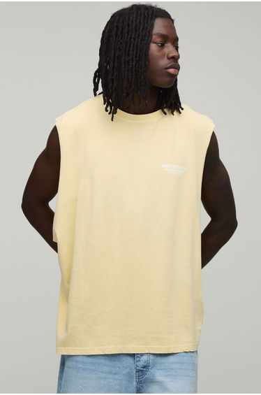 Oversized Washed Limited Edition Tank - yellow