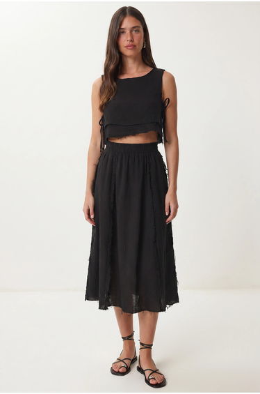 ISTANBUL Cotton Sleeveless Blouse And Midi Skirt Set