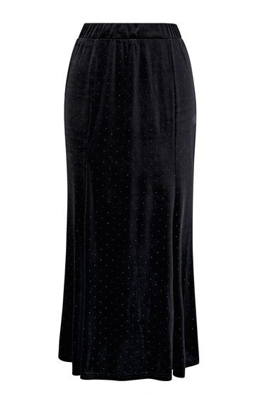 Glitter Decor Velvet Panel Midi Skirt