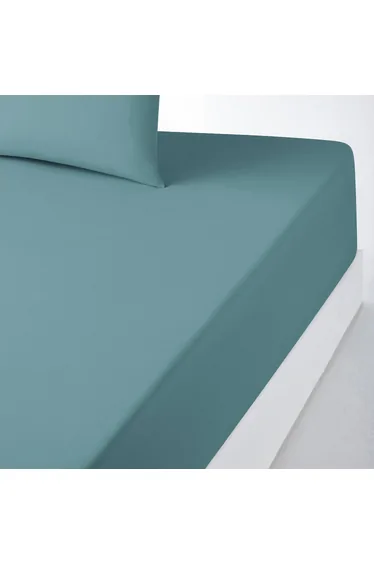 شرشف سرير بولي قطن سادة بحواف مطاطية لمراتب سميكة