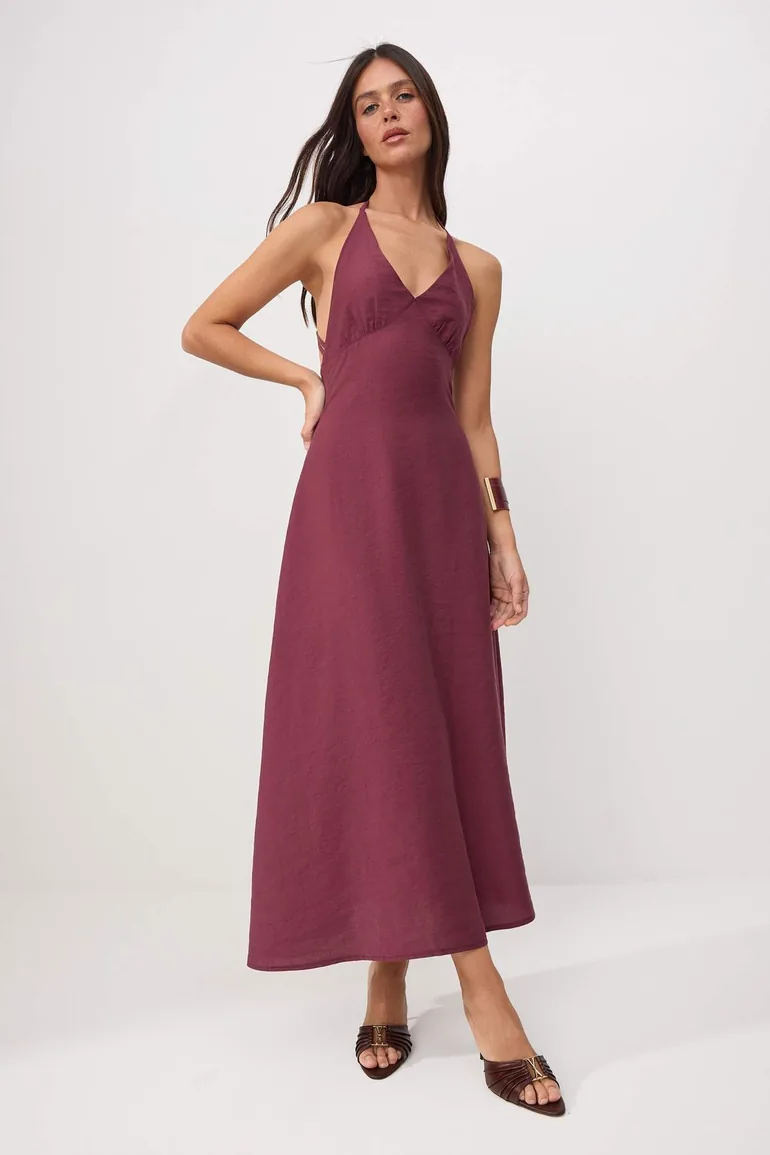 More Sustainable Plum Modal Maxi Woven Dress - 2