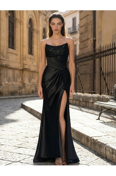 Leely Women's Elegant Strapless Sleeveless Graduation & Prom Dresses