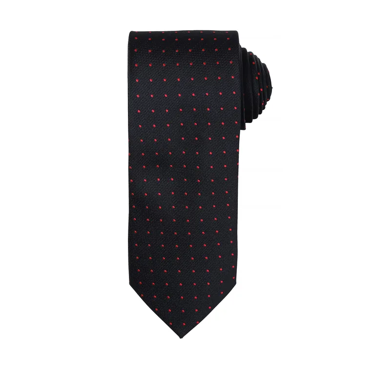Premier Mens Micro Dot Pattern Formal Work Tie - Black/Red