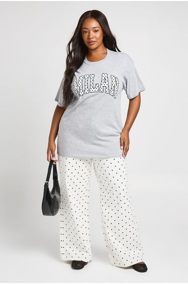 Plus Milan Printed T Shirt - grey marl