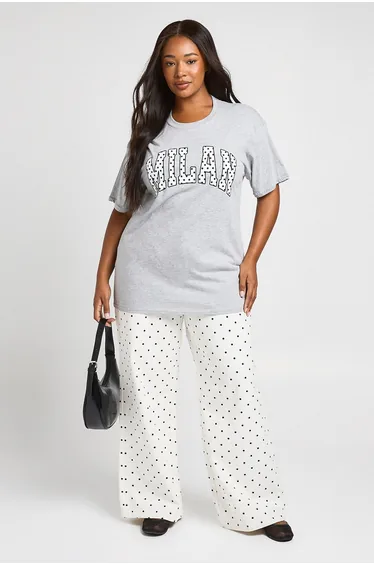 Plus Milan Printed T Shirt - grey marl