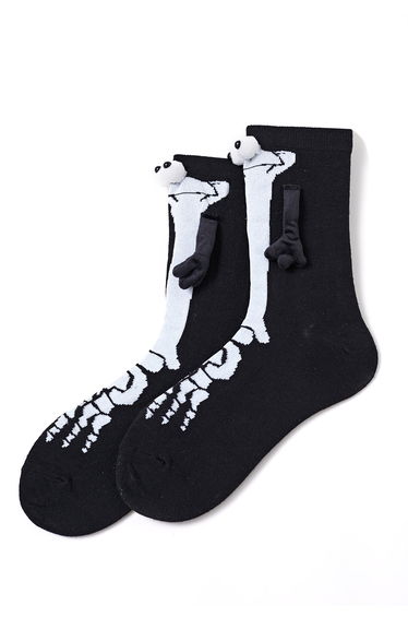 Skeleton Magnetic Hand-Holding Crew Socks