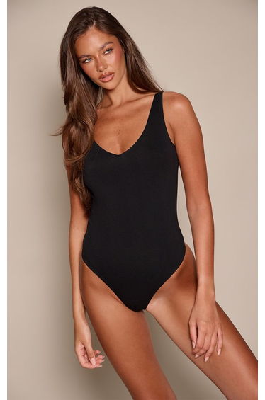 Black Seamless Scoop Bodysuit