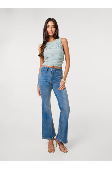 Slinky Ruched Side Racer Crop Top
