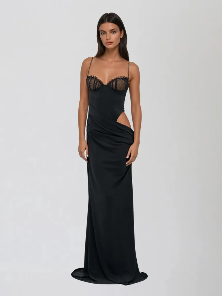 Rocheflux Spaghetti Cutout Maxi Dress