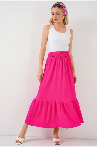 BDART Textured Maxi Knit Skirt with Elastic Waist