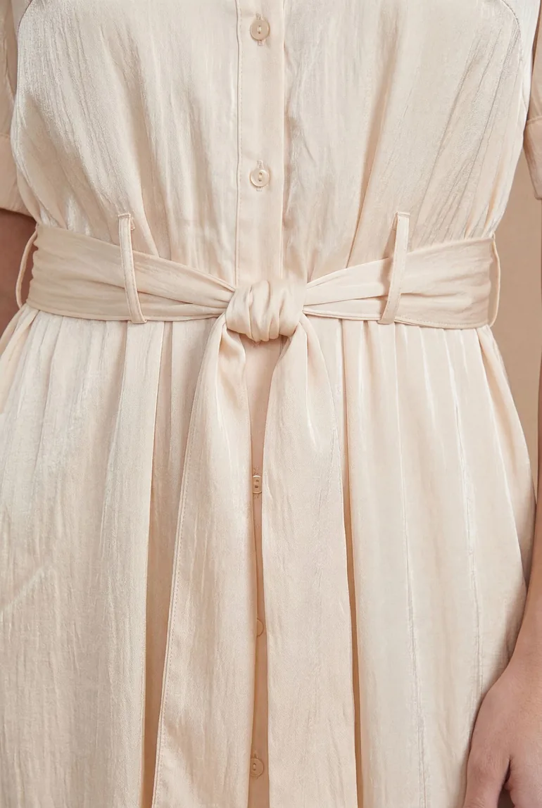 Shimmer Belted Shirt Midi Dress - 3