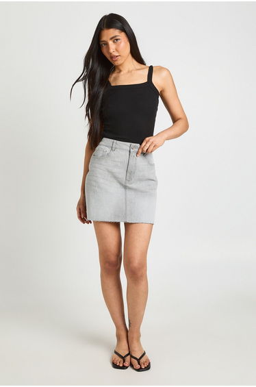 Tall Denim Mini Skirt - greywash