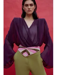 CROSS-OVER TULLE BLOUSE - 2