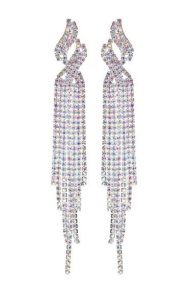 Illusion Flow Rhinestone Tassel Drop Earrings