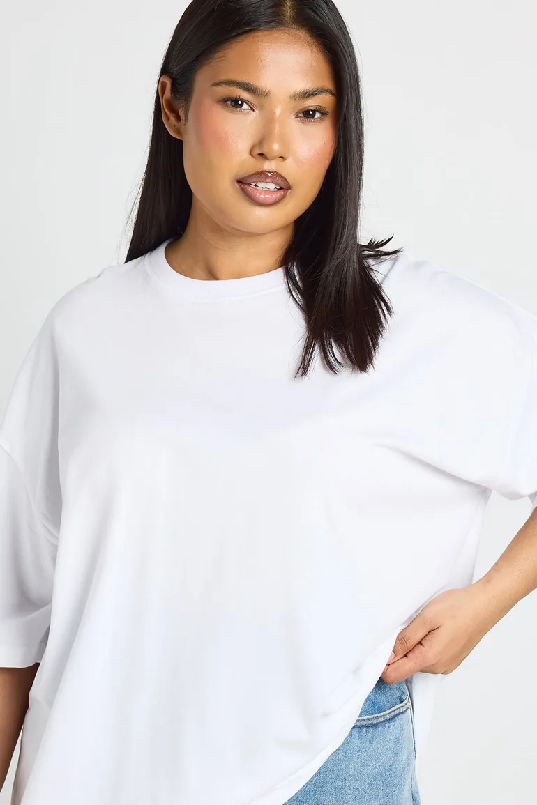 Plus Basic Oversized T Shirt - white - 3