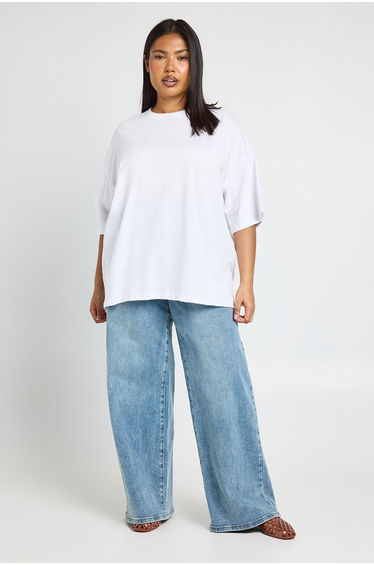 Plus Basic Oversized T Shirt - white