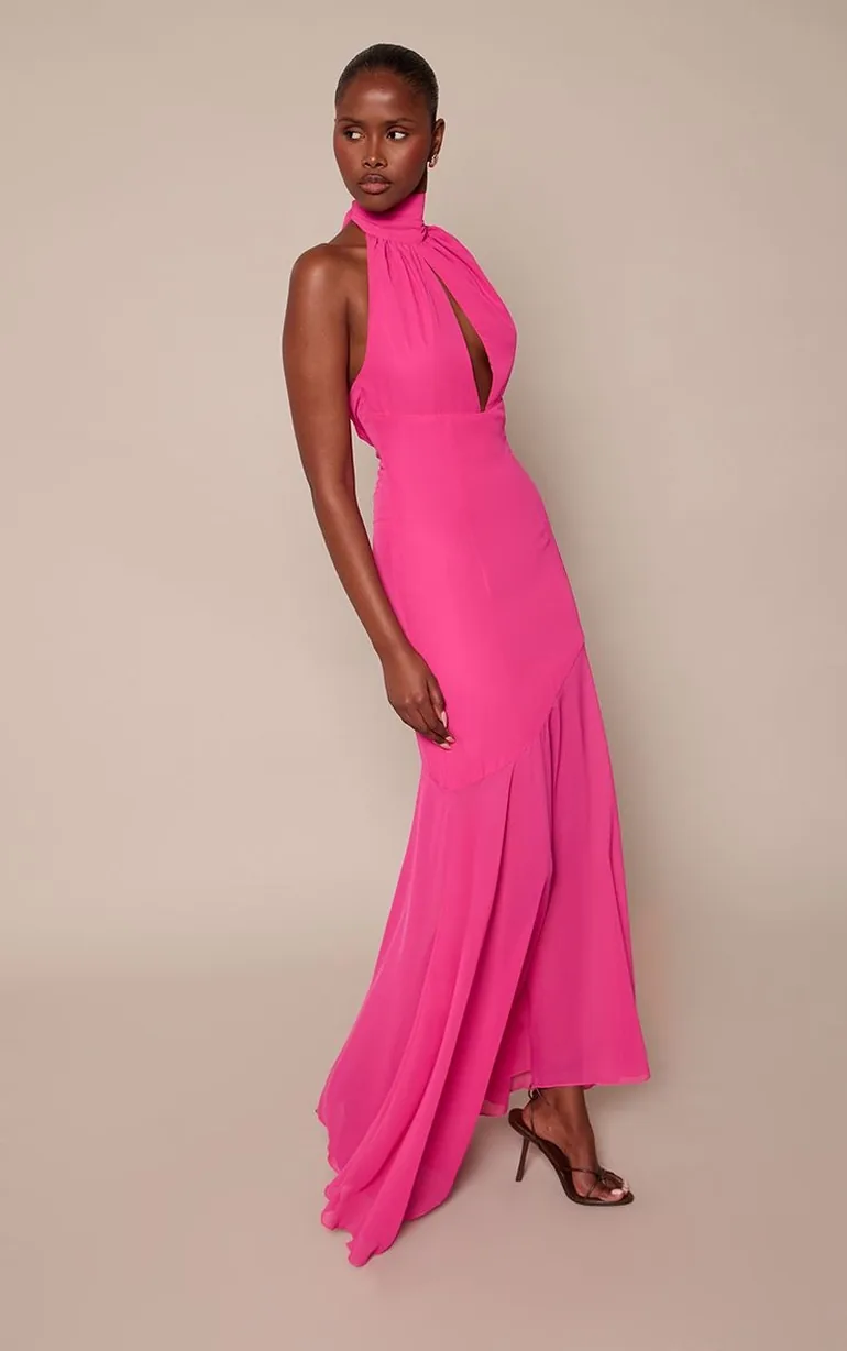 fuschia chiffon maxi dress Eliza Fuchsia Maxi Dress