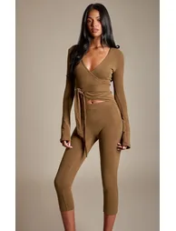 Tall PLT Deep Olive Soft Cotton Capri Leggings - 3