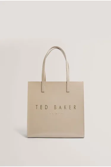 حقيبة بشعار - بيج