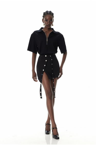 Yadira Lapel Embellished Deconstruct Skirt Set